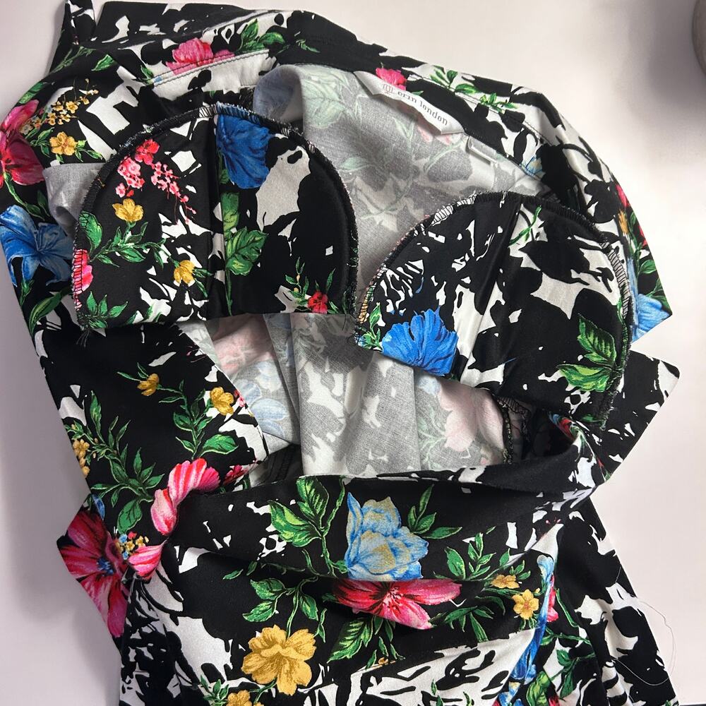 Floral Blazer Large Black White Pink Blue Stretch Statement Jacket Snazzy 90's - Picture 9 of 12